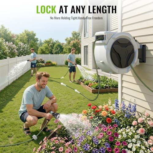 Etoolab Retractable Garden Hose Reel 100ft x 1/2 in with 10 Spray Nozzle - Image 3