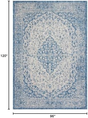 SAFAVIEH Washable Rug Outdoor Courtyard Collection - 8' x 10', Blue & Grey, Non-Shedding & Easy Cleaning, Ideal for Patio, Backyard, Mudroom, DIning Space (CY8720-36812) - Image 2