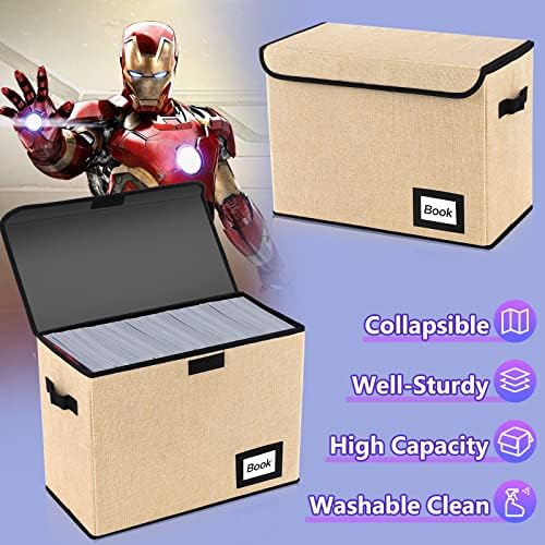 5 Pack Comic Book Storage Boxes, 15.8" X 7.8" X 11.8", Collapsible Comic Short Box, Holds 160-180 Collection Comic Book Container Holder Shelf Protector Organizer Bin (Yellow) - Image 2