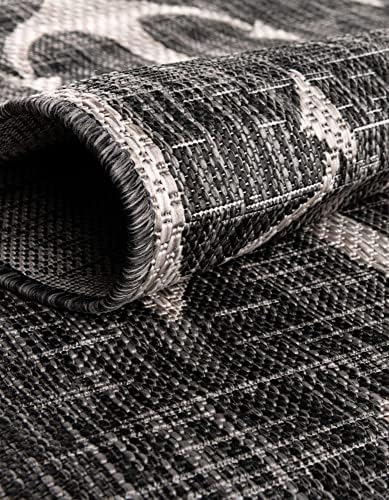 Unique Loom Outdoor Coastal Collection Area Rug - Ahoy (13' Square, Charcoal/ Ivory) - Image 6