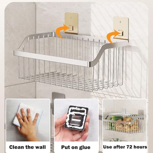 Hanging Kitchen Baskets, Storage Spice Shelf, Wall Mount Storage Baskets, SUS304 Stainless Steel Basket for Kitchen, Bathroom, Storage, 4 Pack, L 11.8Inch, D 6.3Inch, H 4.75Inch - Image 3