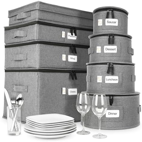 Luxula China Storage Containers Set of 8 with Felt Dividers & Dinnerware by Unknown