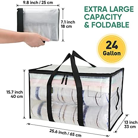 BALEINE 8-Pack Oversized Moving Bags with Reinforced Handles, Heavy-Duty Storage Tote for Clothes, Moving Supplies (Clear, 8-Pack) - Image 2