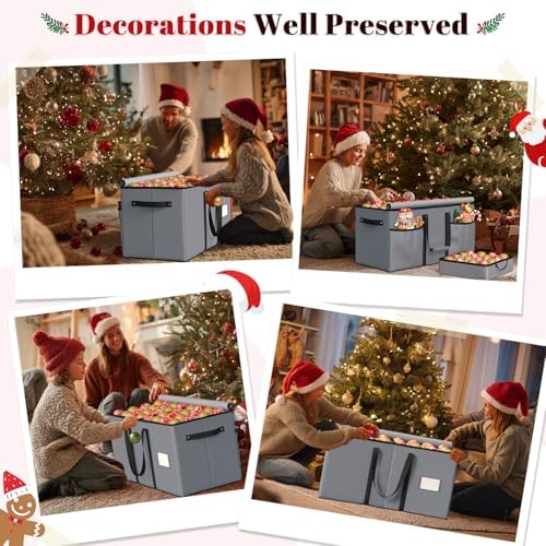 Keten Large Christmas Ornament Storage Boxes with Adjustable Dividers - Image 6