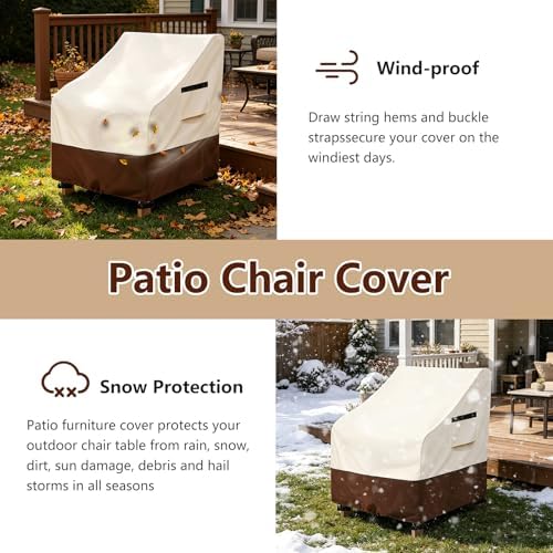 Adirondack Chair Cover 4 Pack,Waterproof Heavy Duty Patio Furniture Covers,Patio Adirondack Chair Covers for Outdoor Chairs(30 W x 34 D x 36 H inches)Beige & Brown - Image 5