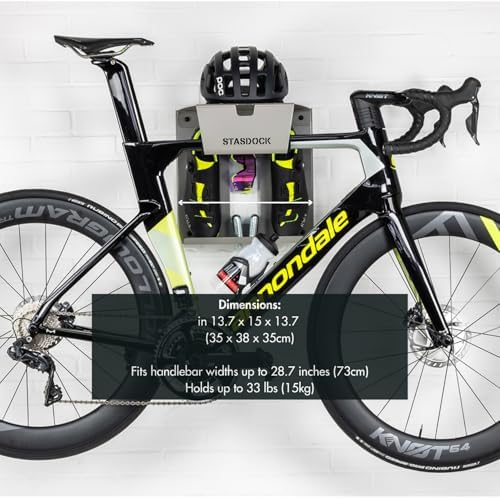 Stasdock Wall Bike Rack | Bike Storage Wall Mount System | For Race Bicycles (Silver Metallic) and Mountain Bikes | Bike Shelf | Indoor bike wall bracket | Stores helmet and shoes | Home and Garage - Image 6