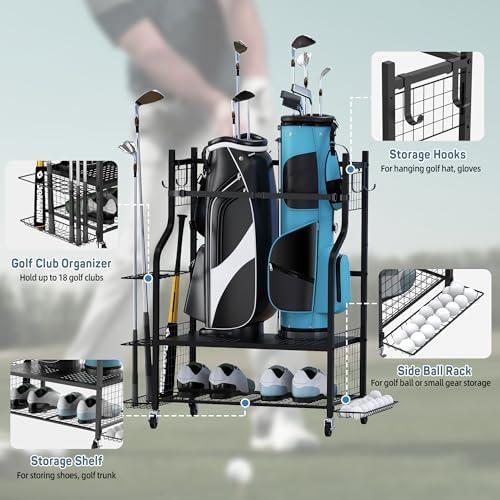 PLKOW Golf Bag Storage for Garage, Golf Equipment Organizer Rack - Image 2