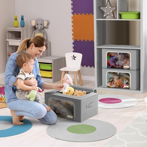 Sorbus Clothes Storage Bins, Clear Window & Handles (6 Pack, Gray) - Image 6