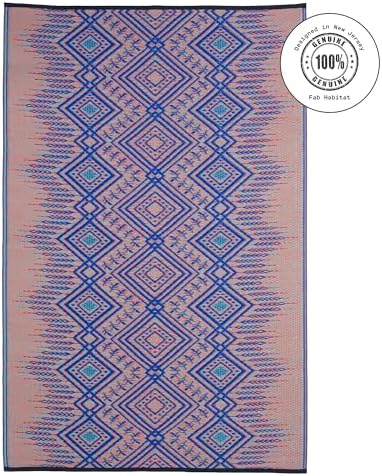 Fab Habitat Outdoor Rug - Waterproof, Fade Resistant, Crease-Free, Reversible - Premium Recycled Plastic - Boho Southwestern - Patio, Porch, Deck, Balcony - Jodhpur - Multi Blue - 5 x 8 ft - Image 3