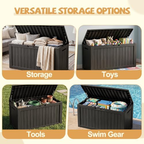 EFU Outdoor Storage Box Waterproof,150 Gal Gen 2 Resin Deck Box With Wheels - Image 5