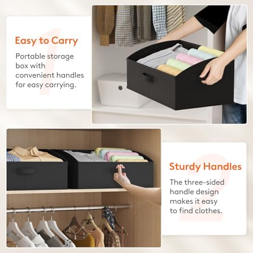 Lifewit Trapezoid Closet Storage Bin for Shelf, 6 Packs 23L, Black - Image 4