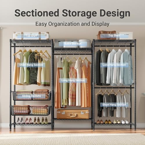 VIPEK V10 Heavy Duty Clothes Rack, Portable Closet Garment Rack Black - Image 5