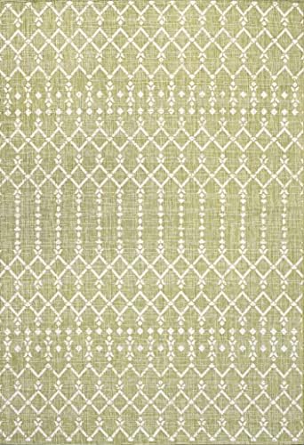 Eyely Moroccan Woven Area Rug 5X8 Light Green/Cream, Indoor Outdoor Rug - Image 3