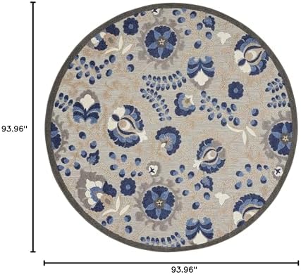 Nourison Home Aloha Natural Blue 7'10" x Round Area Rug - Easy Clean, Non Shedding, Bed Room, Living Room, Dining Room, Kitchen (8' x Round) - Image 2