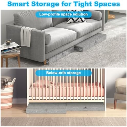 Under Bed Storage Container Bins 4 Pack, 5 Inch Thin Low Profile Underbed Clothes Storage Organizer for Dorm & Home, Use for Blanket and Toy Storage Box W/ Sturdy Bottom/Sides, Foldable Thick Fabric - Image 5