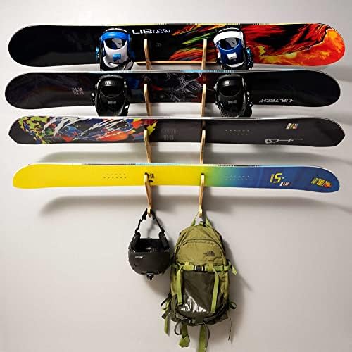 Grassracks Bamboo & Birch Snowboard Rack and Skateboard Rack - Moloka`i Series Snowboard Wall Mount - Image 5