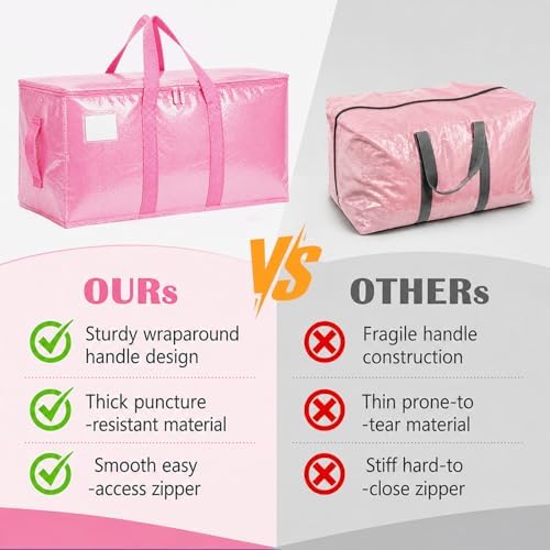 Songrey Extra Large Heavy Duty Moving Bags, 12 Pack, Pink - Image 4