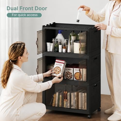 UAMFURI 240QT Lockable Plastic Storage Bins, 5 Pack Collapsible Cabinets - Image 5