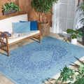 SAFAVIEH Washable Rug Outdoor Courtyard Collection - 6'7" x 9'6", Navy & Aqua Blue, Non-Shedding & Easy Cleaning, Ideal for Patio, Backyard, Mudroom (CY8720-39421) by Unknown