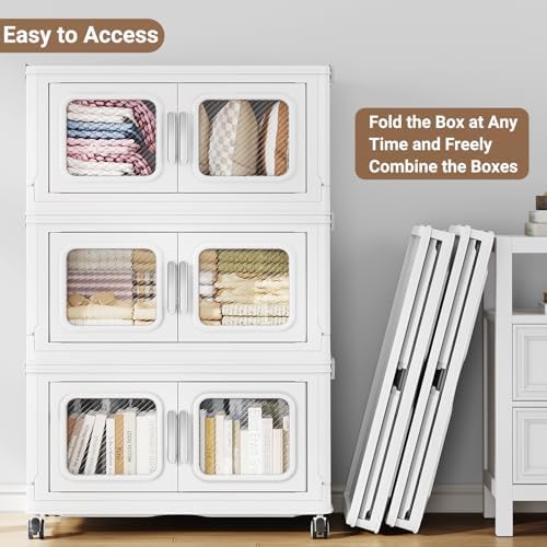 BROVIEW 900 Qt Extra Large Stackable Storage Bin with 1 Lid, 3 Pack White - Image 3