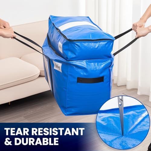 TAILI 2 Tier Moving Bags,4 Blue Silver Storage Bags with Visible Window - Image 6