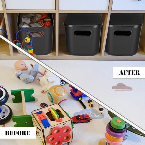 Hoolerry 8 Pieces Storage Bins, 9.8 x 7.1 x 6.3 Inch, Black - Image 6