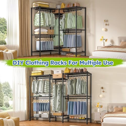 Raybee Clothes Rack, Freestanding Closet Storage System, 5 Rods 8 shelves - Image 3