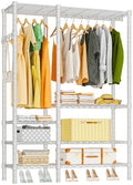 Heavy Duty Garment Rack, 4 Tiers Adjustable Shelves White by EXGLOBOL