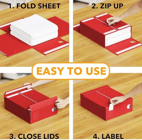 SpaceAid 8 Pack Bed Sheet Organizers and Storage, Foldable Sheet Organizer for Linen Closet, Sheets Set Folder Keeper with Window XL (Queen & King Size) Bedding Container (Red, 8 Pack) - Image 3