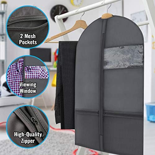 Plixio 36" Kids Garment Bags for Dance Costumes Children Hanging Clothes, Uniform, Suits, Girls Dress Recital Outfit Organizer Dance Garment Bags For Dancers with Zippered Pockets (6 Pack :36", Black) - Image 2