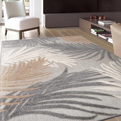 Rugshop Lucca Contemporary Floral Indoor/Outdoor Area Rug 5' x 7' Gray - Image 5
