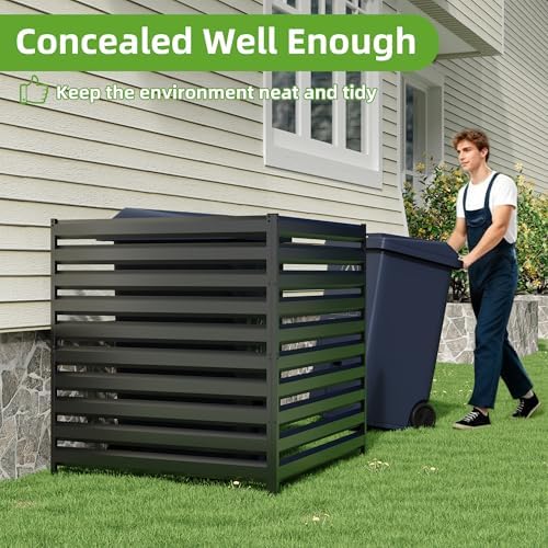 42” H x 38” W Air Conditioner Fence 3 Panels, Metal Privacy Fence Panels, Pool Equipment Enclosure, Trash Can Screens Fence Kit for Outside, Backyard, Patio, Garden(Black) - Image 4