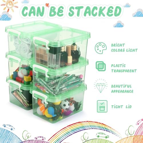 Wenqik 6 Pack Colorful Plastic Storage Bins with Lids, Green - Image 4