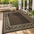 GlowSol 10x14 Outdoor Rug Waterproof Reversible Camping Mat, Plastic Straw Rug for RV Deck Backyard Porch Balcony Lawn & Beach, Easy Cleaning Outdoor Patio Rugs for Outside Decor, Brown/Beige by GLOWSOL