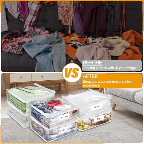 Plastic Storage Bags with Easy-Glide Zipper, Pack of 8, Durable Clear Vinyl Zippered Storage Bags for Clothes Sweaters Comforters Blankets Sheets Bedding (25 x 21 x 11 Inch, Transparent White) - Image 7