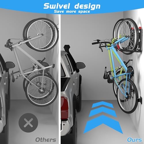 WALMANN BIKEPAL No Lifting Wall Mount Swivel Bike Rack, Bike Wall Hangers - Image 4