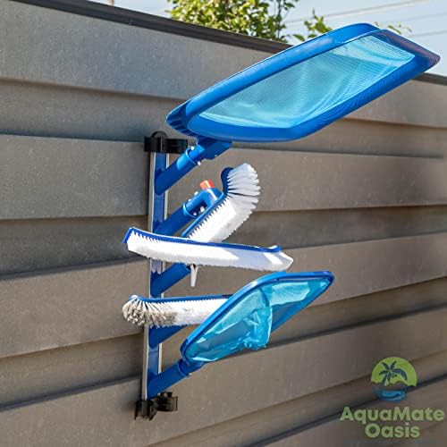 Swimming Pool Accessories Holder, Fence Hooks for Pool Equipment Organizer, Pool tool storage rack for Pool Skimmer Pole Hanger Pool Maintenance Vacuum hose Storage Pool Hooks for Poles - Image 4