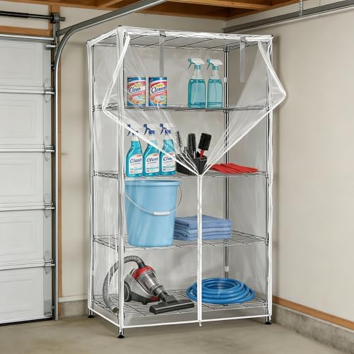 Wire Shelf Cover,600D Heavy Duty 100% Waterproof Shelf Covers for Wire Shelving,Outdoor Storage Shelves Cover for Metal Rack,36" W x 18" D x 72" H,Clear - Image 2