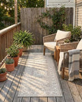 Rugs.com - Outdoor Aztec Rug – 8 Ft Runner Light Gray Indoor/Outdoor Rug – Washable, Weather-Resistant for Patios, Porches, and Hallways by Rugscom