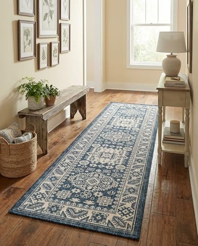 Rugs.com - Outdoor Aztec Rug – 8 Ft Runner Blue Indoor/Outdoor Rug – Weather-Resistant Flatweave for Patios, Porches, and Entryways - Image 6