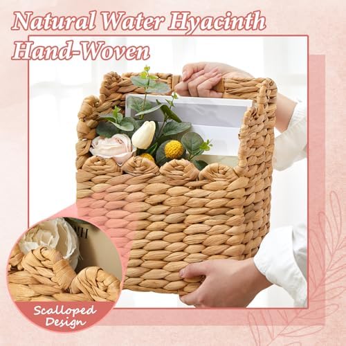Lemonroad Wall Hanging Wicker Basket Set of 2, Woven Water Hyacinth Basket - Image 4