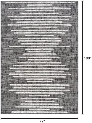 JONATHAN Y Stripe Geometric Indoor Outdoor Area Rug 6X9 Black/Ivory, Zolak Berber for Backyard, Patio, Porch, Easy-Cleaning, High Traffic, Pet-Friendly, Non-Shedding (SMB124E-6) - Image 2