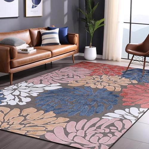 Luul Home Floral Indoor Outdoor Rugs 10x14 Large Area Rug for Living Room, Patio Decor, Kitchen, and Entryway Rug, Washable Stain Resistant Outside Carpet Brown 10 x 14 - Image 5