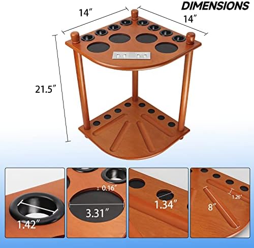 GSE Billiards Pool Cue Racks with Score Counters Hold 8 Cues, Oak - Image 6