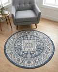 Rugs.com - Outdoor Aztec Rug – 3 Ft Round Blue Indoor/Outdoor Rug – Washable, Stain-Resistant for Patios, Decks, and Porches by Rugscom