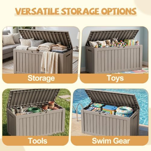 EFU Outdoor Storage Box Waterproof,160 GalGen 2 Resin Deck Box With Wheels - Image 4