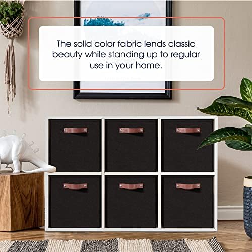 Ornavo Home 13x15x13 Foldable Fabric Storage Cube Bins, 6 Pack, Black - Image 2