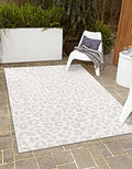 Unique Loom Outdoor Safari Collection Area Rug - Leopard (10' x 14' 1" Rectangle, Ivory Gray) by UniqueLoom