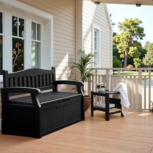 Flamaker 80 Gallon Storage Bench, Deck Box with Seat Waterproof All-Weather - Image 2
