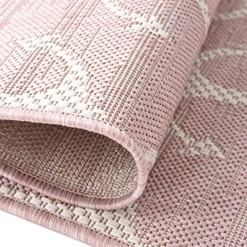 Unique Loom Outdoor Coastal Collection Area Rug - Ahoy (2'x 7' 10" Runner, Pink/ Ivory) - Image 4